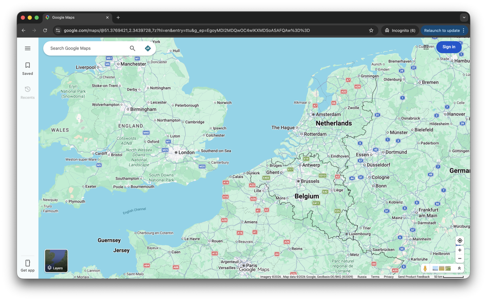 Google Maps: the interface occupies the entire screen